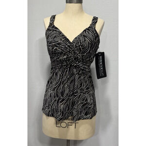 Miraclesuit Women's Black Bronze Age Plunge Underwired Tankini Top 34D Bra Cup